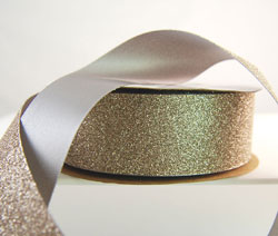 Glitter Satin Frosted Ribbon Antique Silver